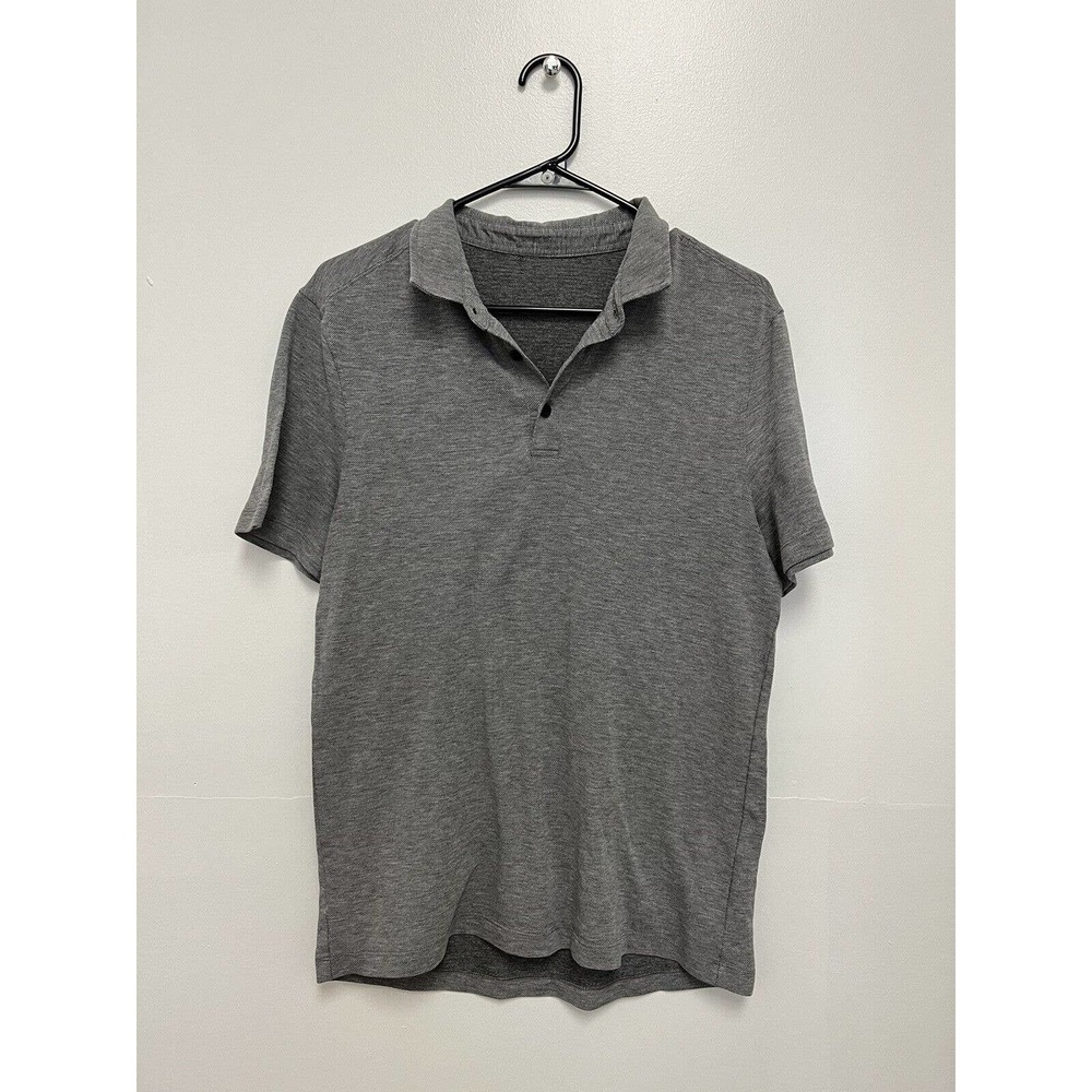 Lululemon Polo Shirt Men S/M Gray Short Sleeve Lightweight Heathered